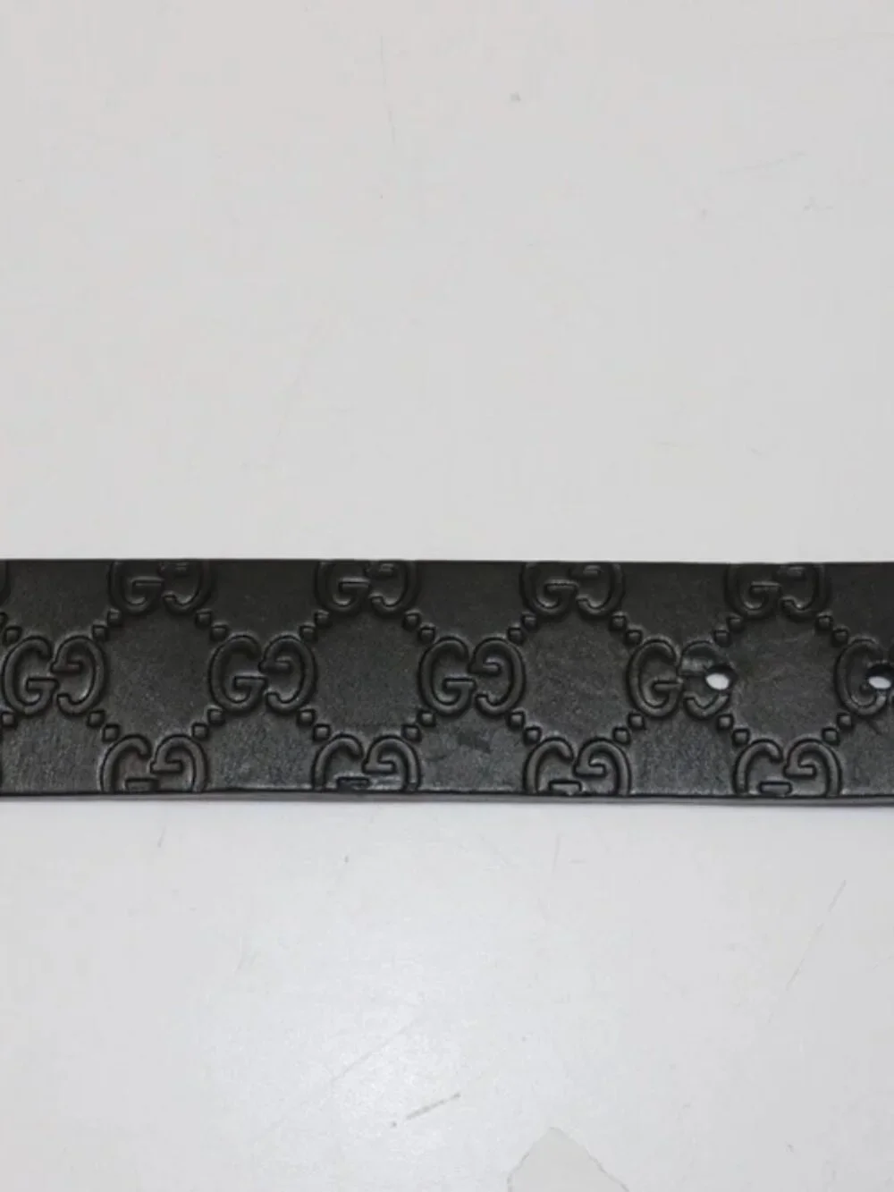 GUCCI Men's GG Monogram Square Interlocking Leather Belt Size 34 - Black/Silver